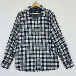 Alesbury Men Large Slim  Top Shirt Blue Beige Button Long Sleeve Preppy Academic